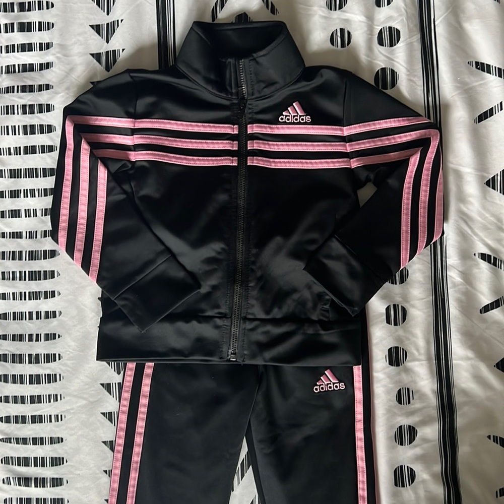 Adidas kids track suit (black and pink)